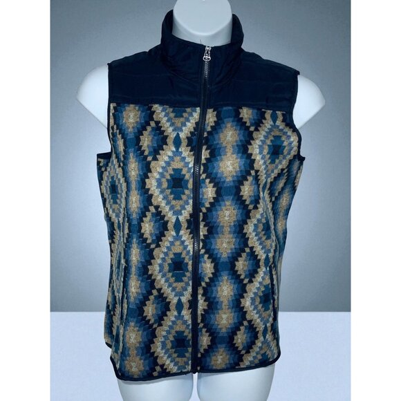 Great Northwest Indigo Womens Aztec Southwestern Pattern Full-Zip Vest Navy XL - Picture 8 of 9